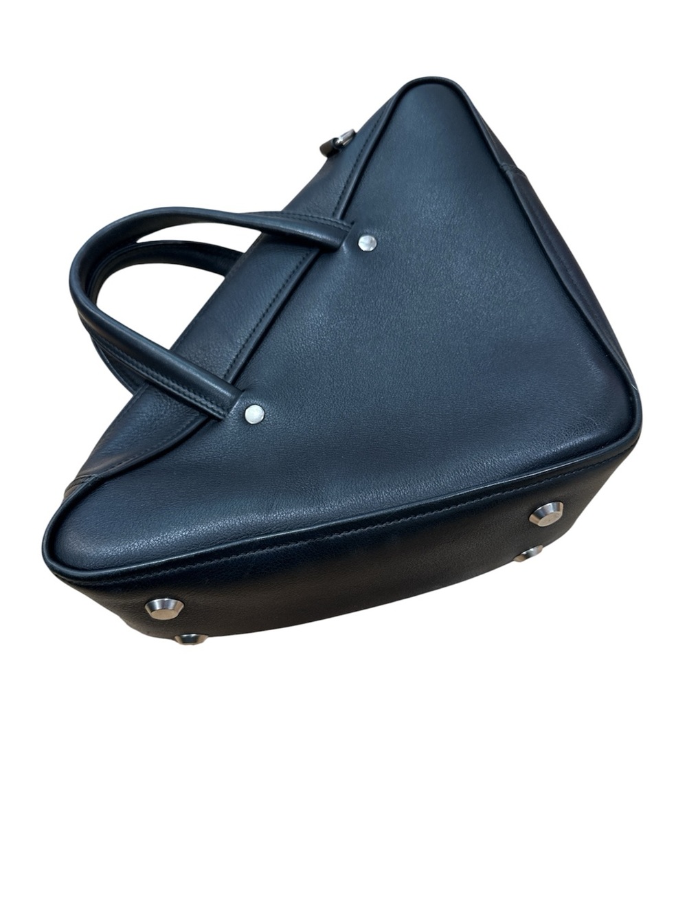 Balenciaga Navy Black Triangle Logo Leather Handbag - Picture 2 of 3